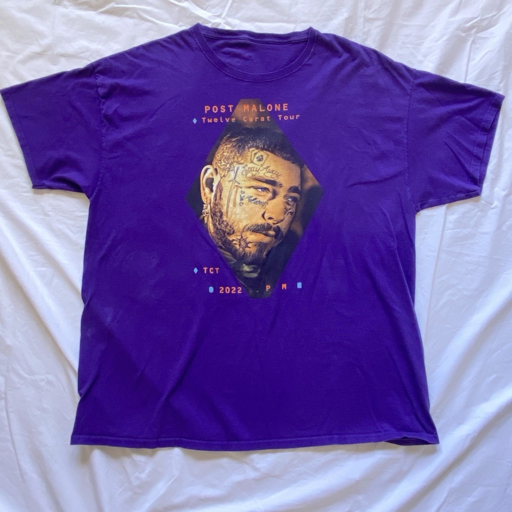 Post Malone Twelve Carat Tour Shirt Mens L/XL Purple 2022 Concert Graphic Tee